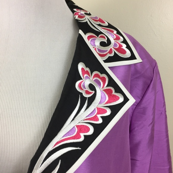 NWT BOB MACKIE QVC 100% Silk Embroidery Jacket - Picture 5 of 7